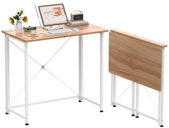 Scrivania portatile con ruote, scrivania pieghevole da 80×45 cm con spazio di archiviazione
