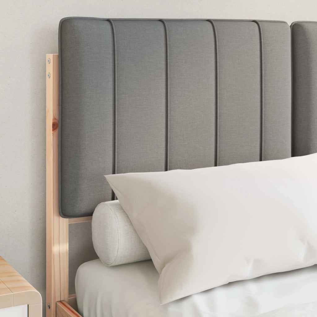 Letto con Testiera Rivestita Grigio Naturale e Chiaro