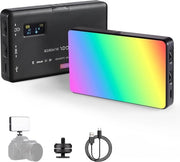 Lampada LED RGB con batteria 3100 mAh e regolabile 2500K-9000K - Lampada mini caricabile con display LCD per fotografia macro e vlog su YouTube (W140)