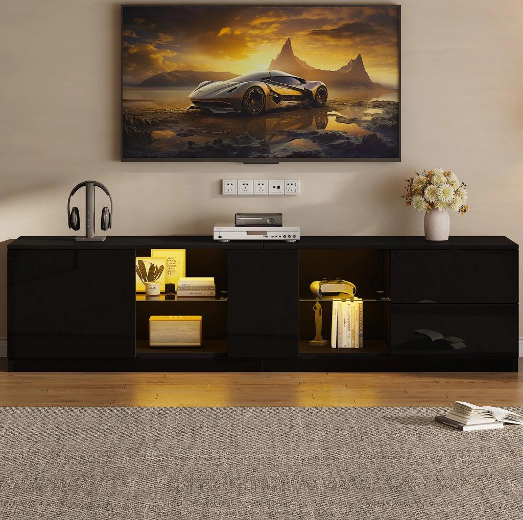 Mobile TV 160 x 40 x 52 cm nero – LED, 2 cassetti e anta