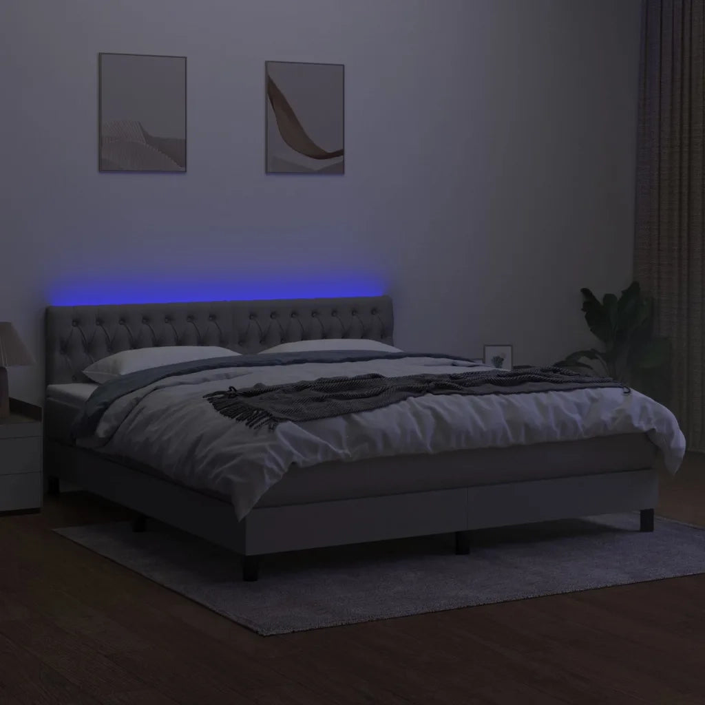 Letto a Molle Materasso e LED Grigio Chiaro 180x200 cm Tessuto 3133413