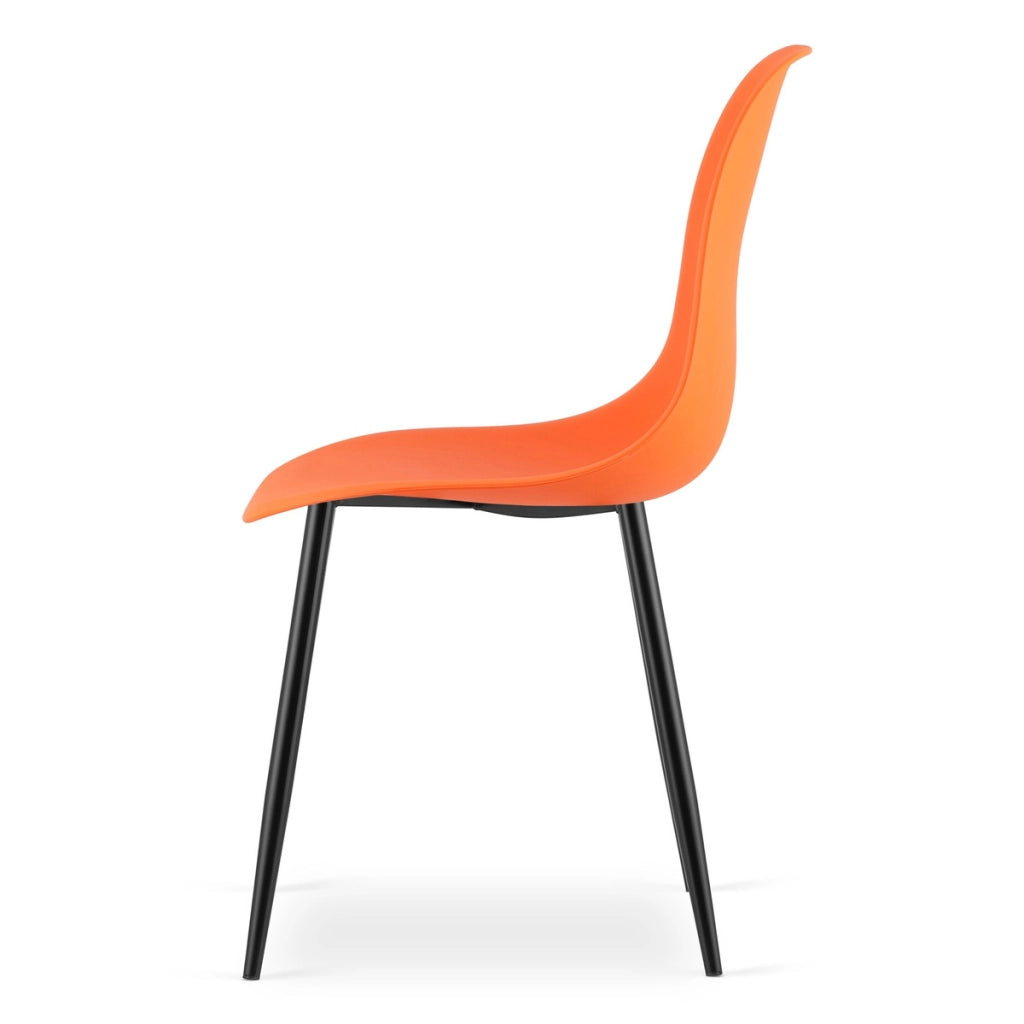 Set di 2 sedie moderne WAT arancioni con gambe nere