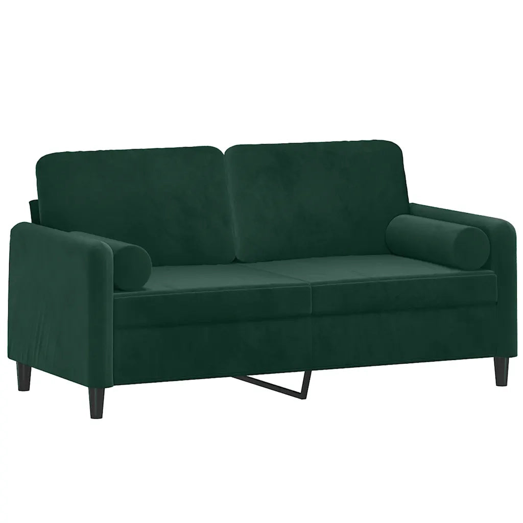 Divano a 2 Posti con Cuscini Verde Scuro 140 cm in Velluto
