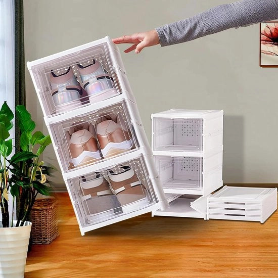 Scatole di archiviazione in plastica trasparenti - Porte trasparenti - Scatole con aperture di ventilazione - Design spazievole - Montaggio semplice