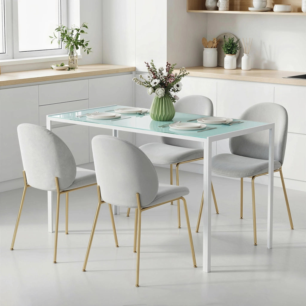 Tavolo da pranzo allungabile per 4 persone ¨C zephmum ¨C bianco, vetro temperato, metallo, 120x60x75