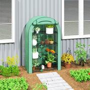 Serra da balcone e giardino con 7 ripiani, copertura UV e porta avvolgibile, acciaio verde 100x45x160 cm