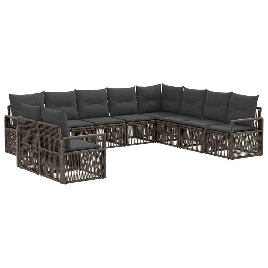 Set Divano da Giardino 10 pcs Grigio polyrattan 3435758