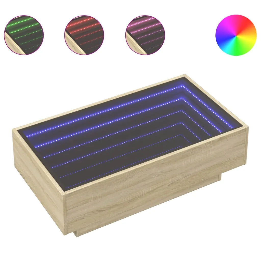 Tavolino salotto | Tavolino da caff¨¨ | Tavolino da Soggiorno con LED Rovere Sonoma 90x50x30 cm Multistrato