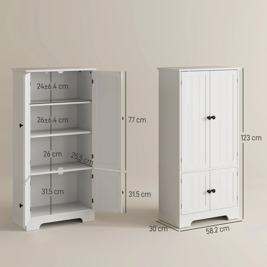 Credenza Cucina 58,2x30x123 cm con 2 Armadietti in MDF Bianco
