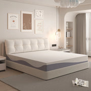 Materasso matrimoniale 180 × 200 cm in schiuma, reversibile H3/H4 con fodera sfoderabile e lavabile, bianco grigio