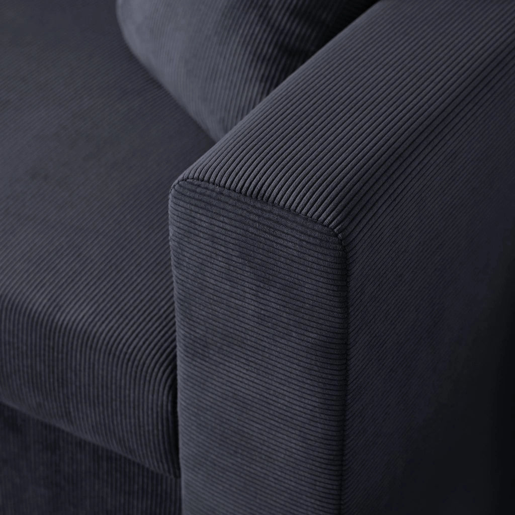 Divano letto angolare reversibile in velluto a coste, 3 posti, blu