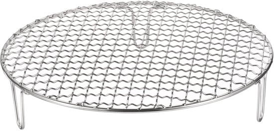 Griglia a rete rotonda per cottura 9,8 pollici in acciaio inox con gambe da 50 mm per cucinare, friggere, bollire e grigliare