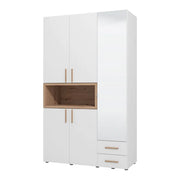 Armadio Camera da Letto Pianezze, Guardaroba 3 Ante Appendiabiti, 134.5x56 cm Bianco