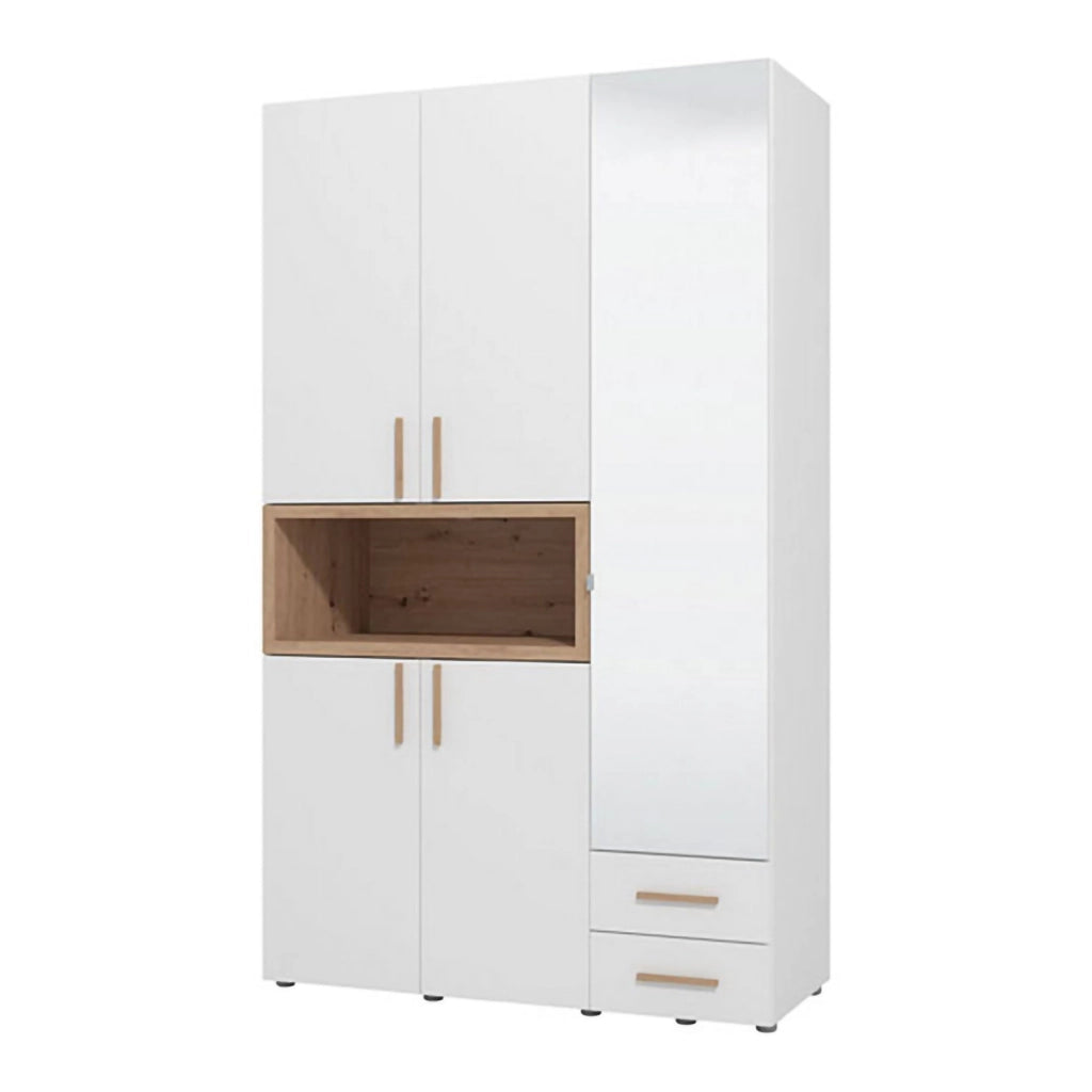 Armadio Camera da Letto Pianezze, Guardaroba 3 Ante Appendiabiti, 134.5x56 cm Bianco
