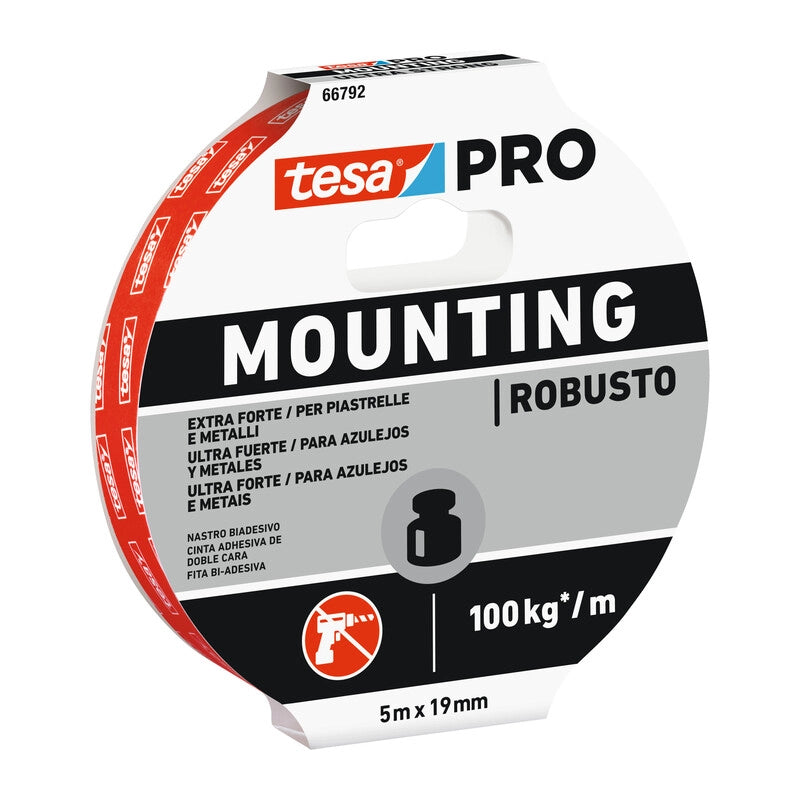 NASTRO BIADESIVO TESA MOUNTING PRO STRONG 19MMX5M- 10,0 pz