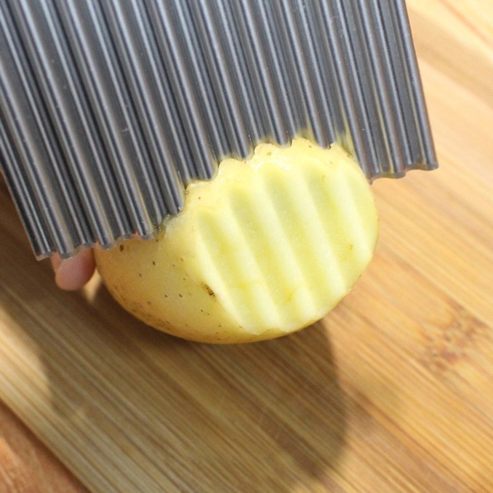 Trade Shop - Taglia Affetta Piega Modella Patate Patine Fritte Ondulate Effetto Chips -