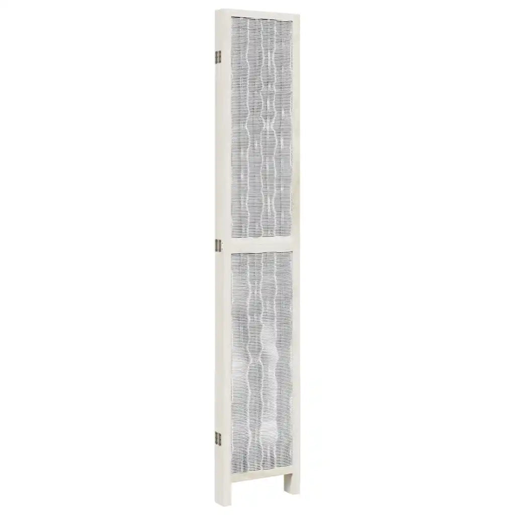 Divisorio Ambienti 5Pannelli Bianco Legno Massello di Paulownia 358680