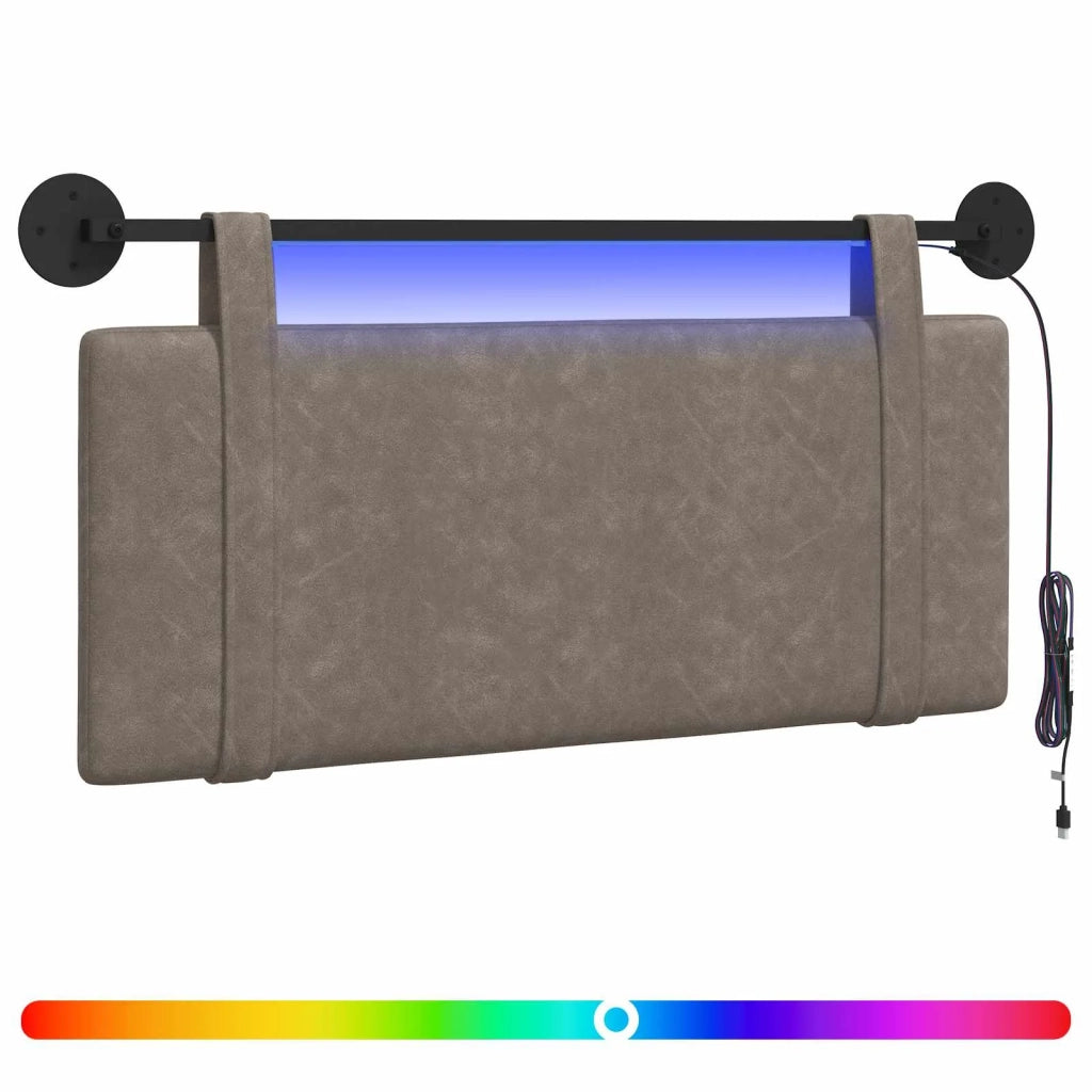 Testiera sospesa Con luce LED Grigio PU Antico