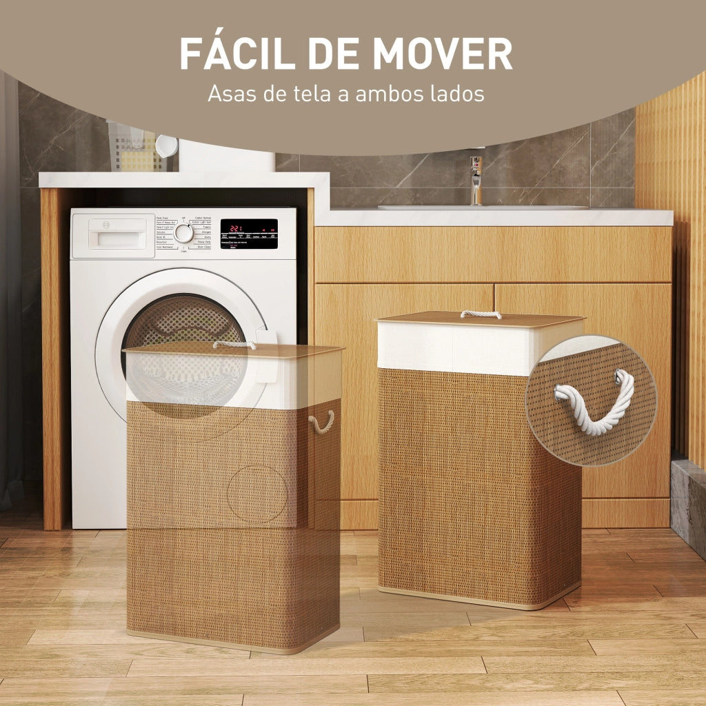 Cesto per Biancheria con Tapa 72L ¨C zephmum ¨C 40x30x60 cm Marrone