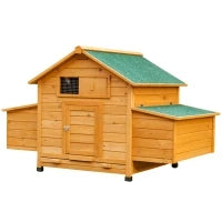 Pollaio Gabbia Ovaiole per Galline da Giardino con 2 Cassetti, Nido e Tetto da Esterno Impermeabile in Legno, 150x100x96.5 cm