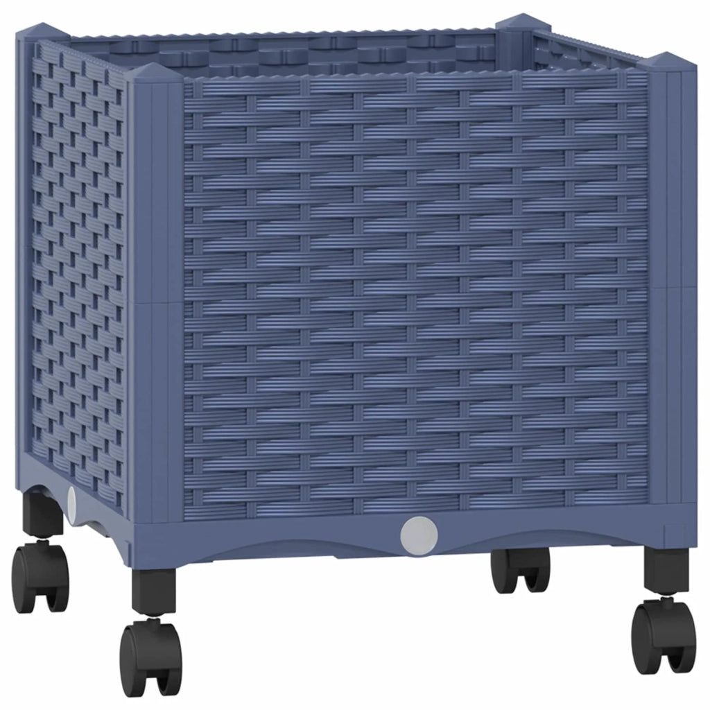 Vaso da Giardino con Ruote Blu Grigio 40 x 40 x 48 cm PP 3422911