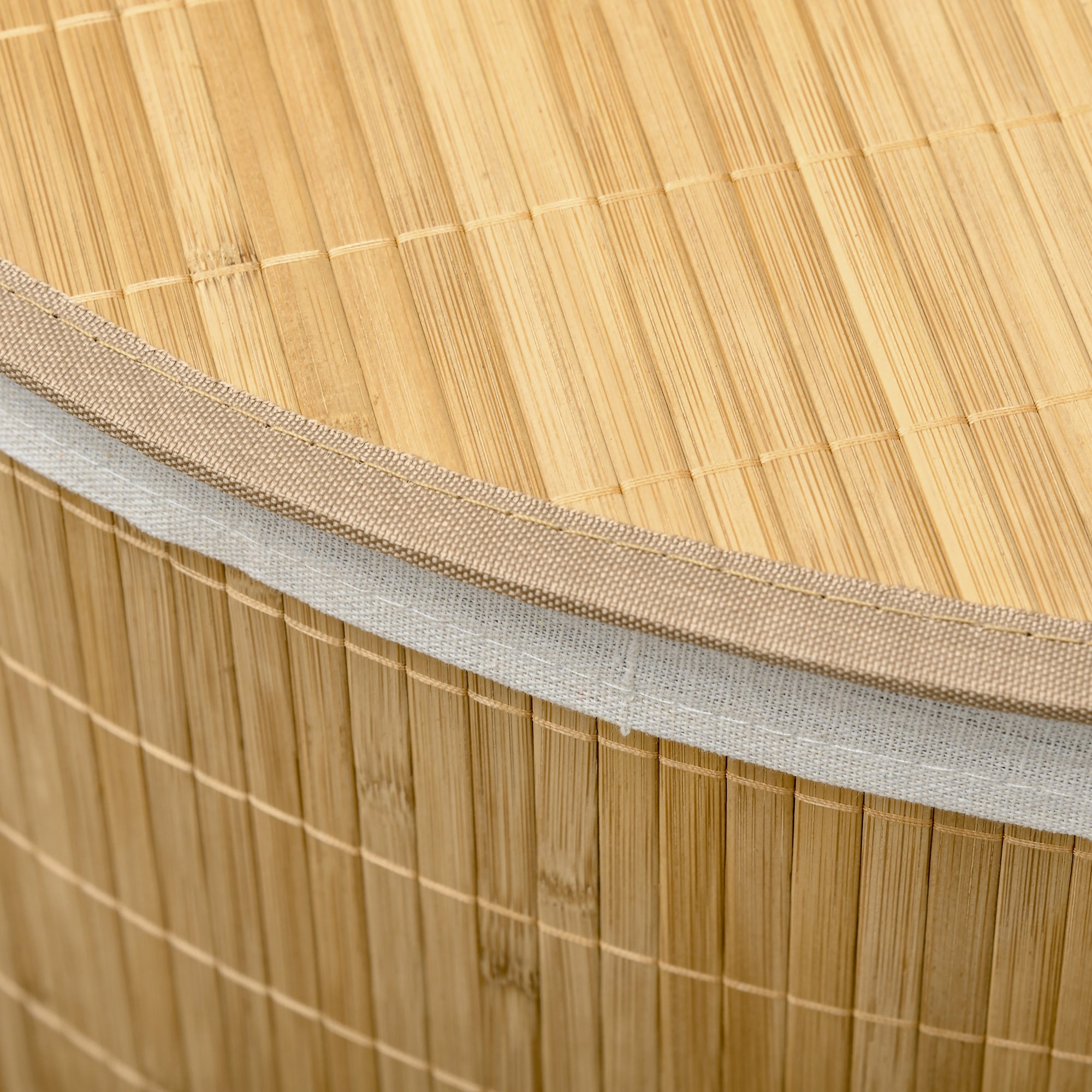 Cesto Portabiancheria con Coperchio 38x38x57 cm in Bambù e Tessuto Colore Legno