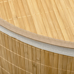Cesto Portabiancheria con Coperchio 38x38x57 cm in Bambù e Tessuto Colore Legno