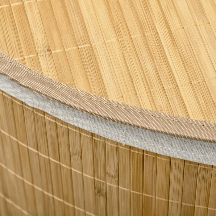 Cesto Portabiancheria con Coperchio 38x38x57 cm in Bambù e Tessuto Colore Legno