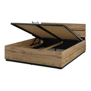 Letto contenitore HAVANA 180x200 cm - Rovere e nero – Letto matrimoniale moderno con storage integrato