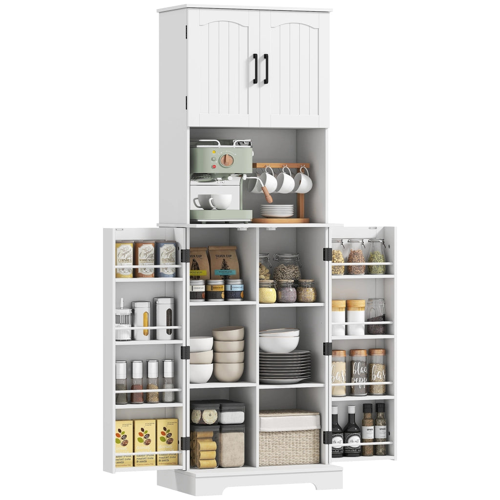 Mobile cucina alto 4 ante con ripiani regolabili e portaspezie ¨C Xylo ¨C Bianco 60x40x181,5cm