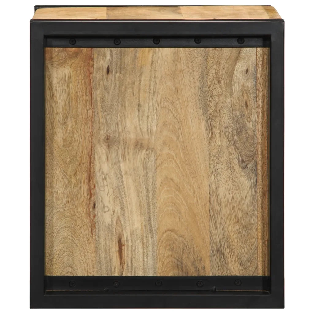 Comodini 2 pz 40x35x40 cm in Legno Massello di Mango Grezzo