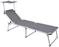 Set 2 Lettini Prendisole da Giardino Pieghevole 220x59x39 cm in Alluminio e Textilene Grigio