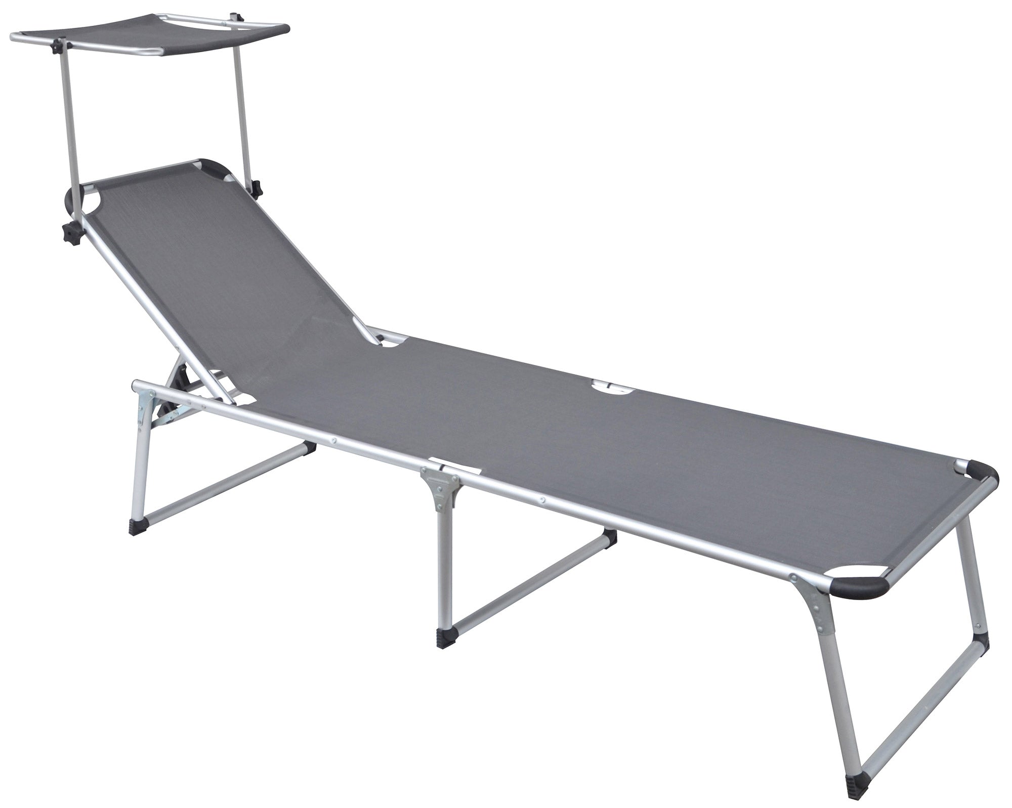 Set 2 Lettini Prendisole da Giardino Pieghevole 220x59x39 cm in Alluminio e Textilene Grigio