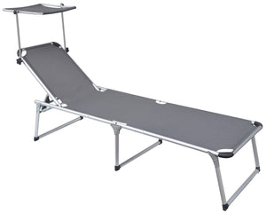 Set 2 Lettini Prendisole da Giardino Pieghevole 220x59x39 cm in Alluminio e Textilene Grigio