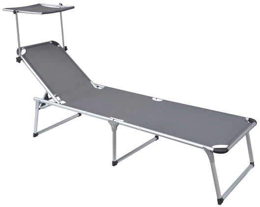 Set 2 Lettini Prendisole da Giardino Pieghevole 220x59x39 cm in Alluminio e Textilene Grigio