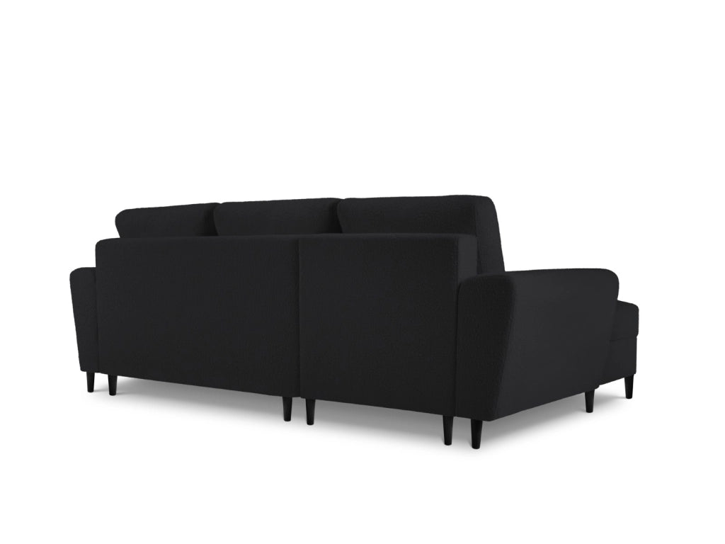 Cosmopolitan Design - Divano convertibile angolare sinistro con contenitore "Kyoto" 4 posti in bouclé nero 