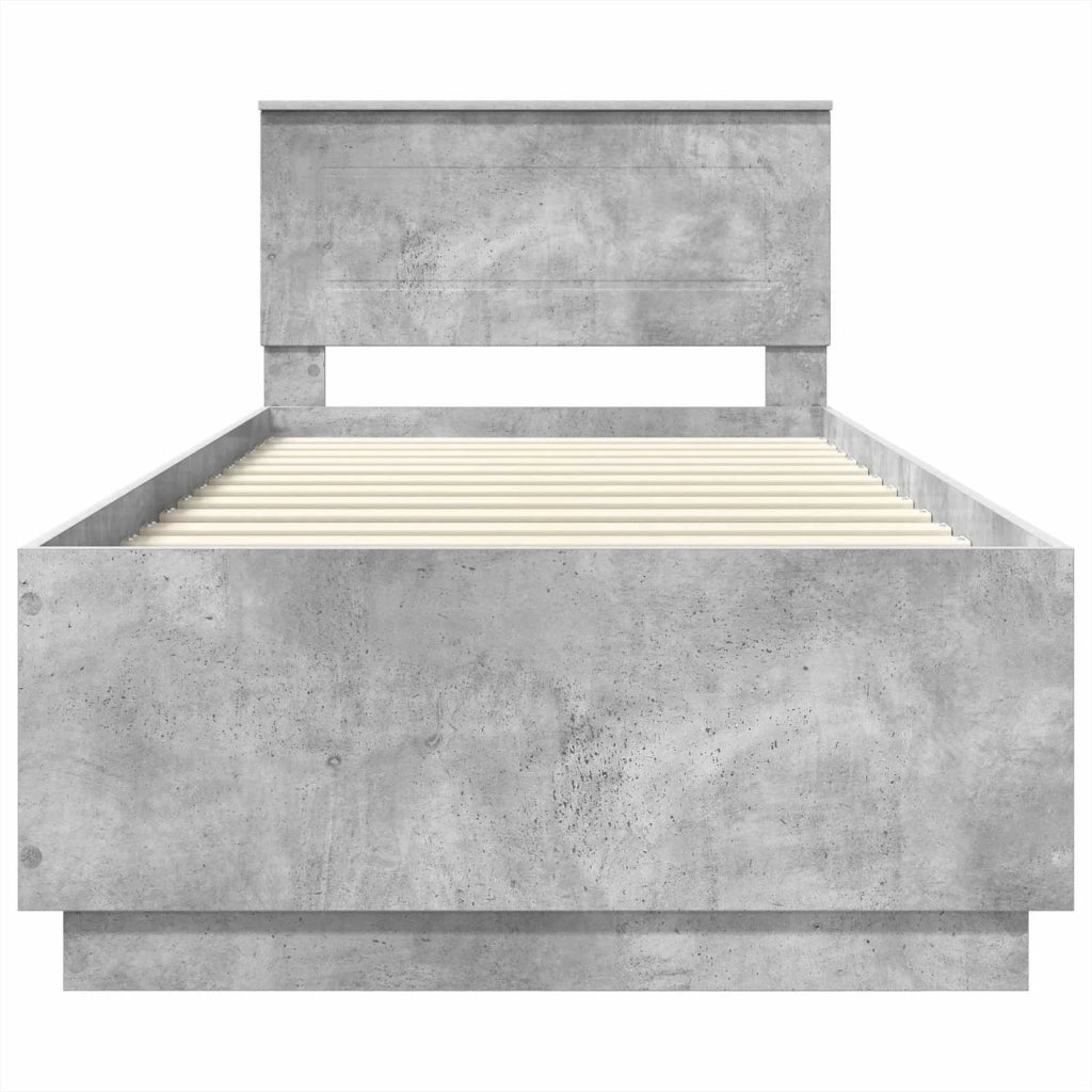 Struttura del letto con testiera Grigio Cemento 100 x 200 cm