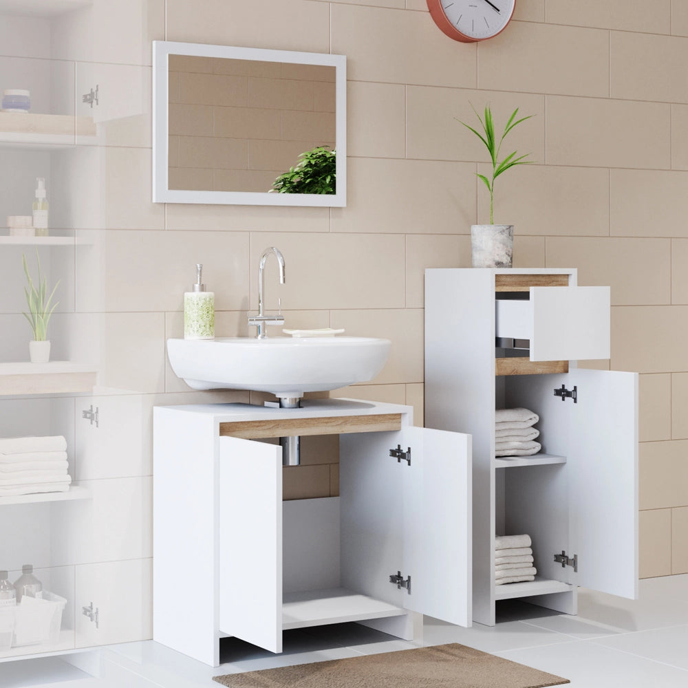 Vicco Set mobili bagno Bianco/Sonoma 3 parti