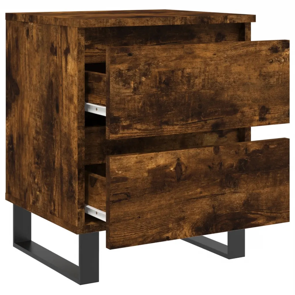 Comodino | Armadio da Notte | Mobiletto da notte Rovere Fumo 40x35x50 cm in Legno Multistrato