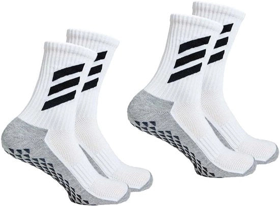 Calzettoni da calcio con presa antiscivolo, respiranti e elasticizzanti, per uomini e donne - Bianco, taglia Medium, 2 pair