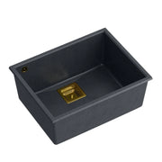 Lavello In Granito David 50 Black Metallic Tappo acciaio