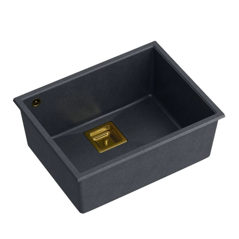 Lavello In Granito David 50 Black Metallic Tappo acciaio