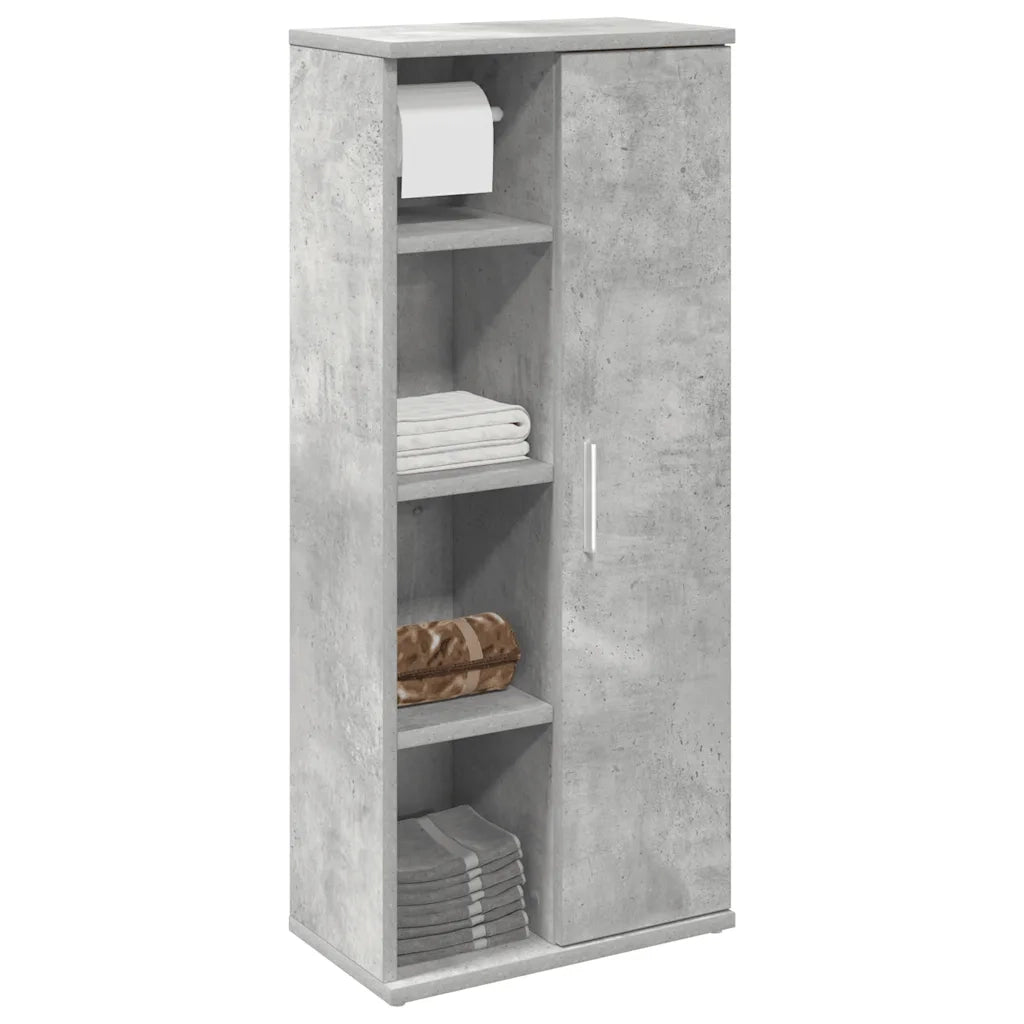 Mobile da Bagno con Portarotolo Grigio Cemento 39x22x90 cm 858527