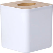 Scatola per fazzoletti idrorepellente - Coperchio in bambù - 1 pezzo - Plastica - 13 x 13 x 14 cm