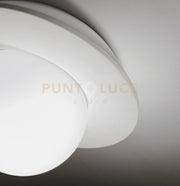CICLADI TONDA lampada a  Soffitto 1 Luce attacco GX53 d.22,7cm in gesso e vetro bianco