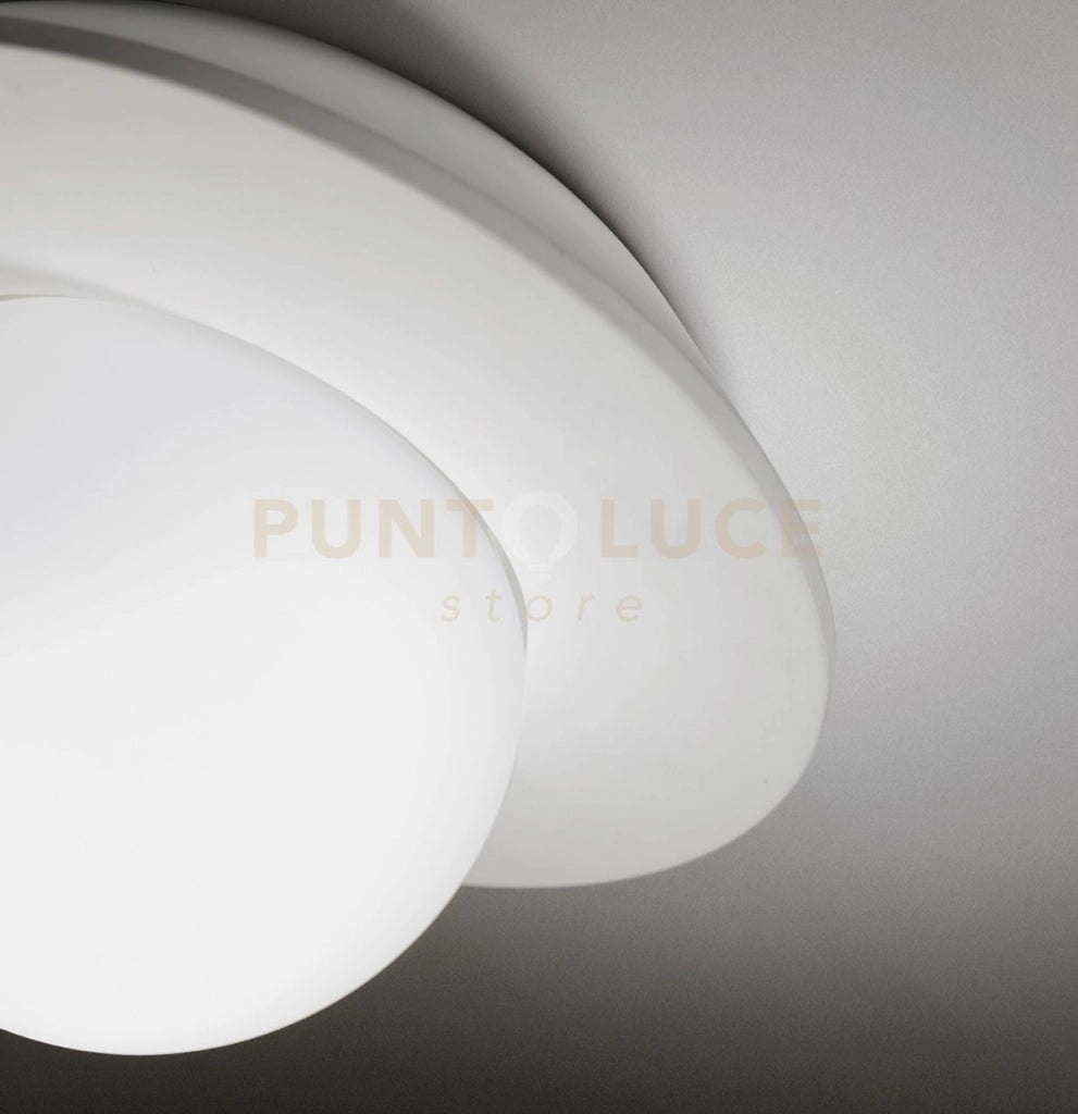 CICLADI TONDA lampada a  Soffitto 1 Luce attacco GX53 d.22,7cm in gesso e vetro bianco