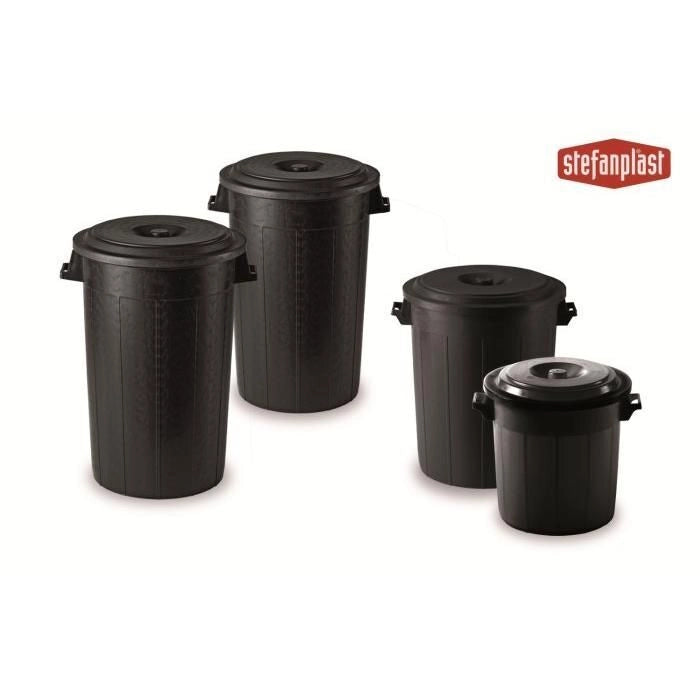 Stefanplast 25110 Bidone Portarifiuti Senza Coperchio 100 lt Diametro 52 cm Altezza 65 cm colore Nero