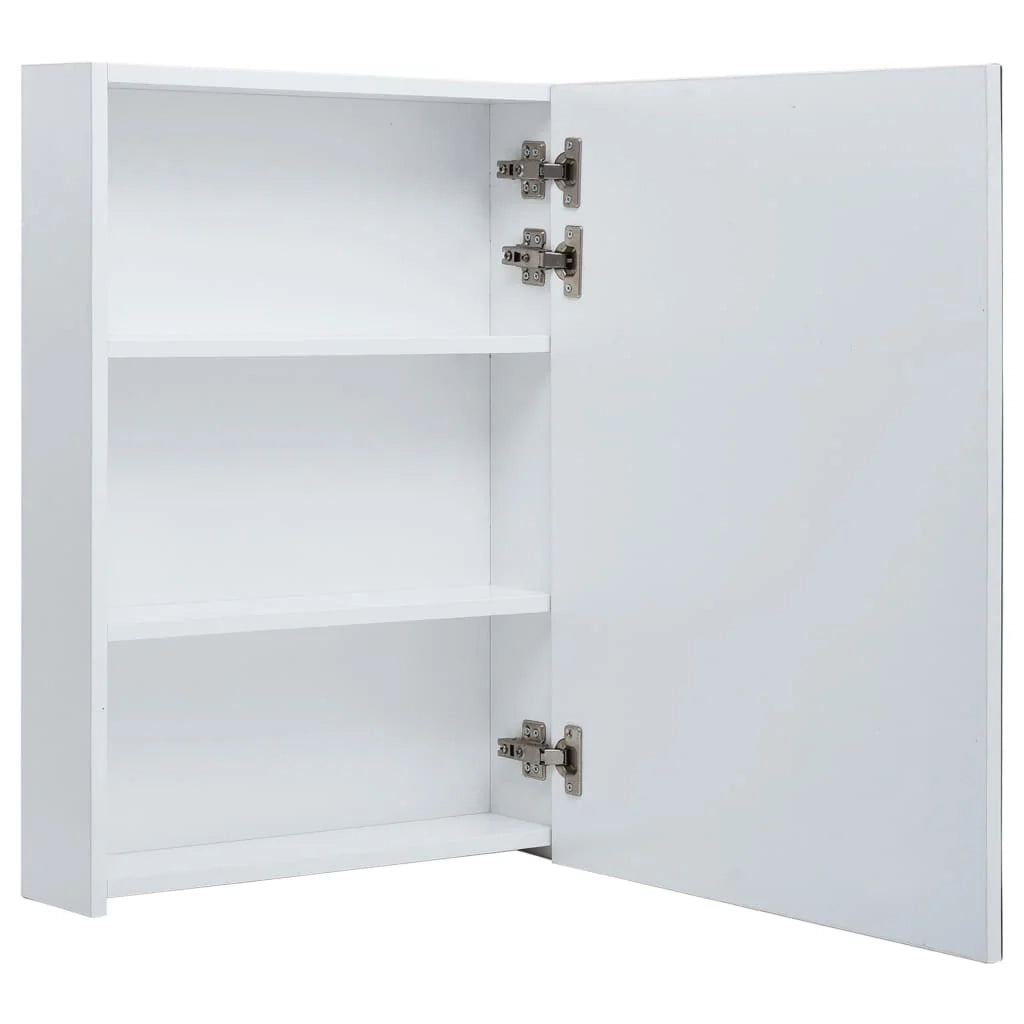Mobiletto da bagno con specchio LED 50 x 13 x 70 cm bianco e argento 02_0006563
