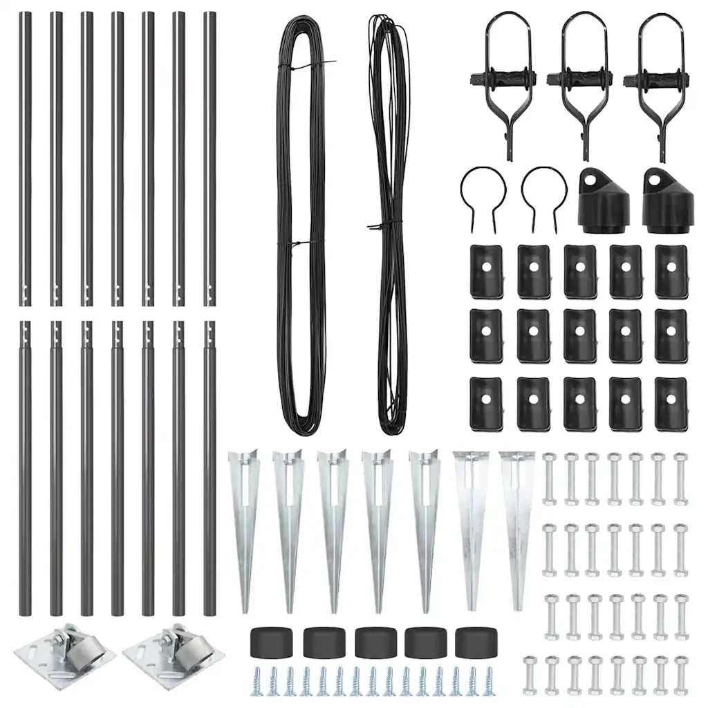 Palo della recinzione 7 pcs Grigio Acciaio 42004260