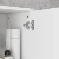 kleankin Colonna Bagno con Cassetto, 2 Ripiani Aperti e 2 Armadietti a 2 Livelli, in Legno, 30x30x180 cm, Bianco Lucido